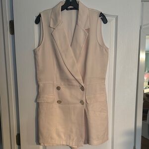 Women's Cream Sleeveless Blazer Vest
